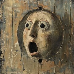 Poster - Funny face hole design Generative Ai 