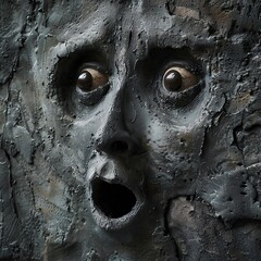 Poster - Funny face hole design Generative Ai 
