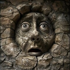 Poster - Funny face hole design Generative Ai 