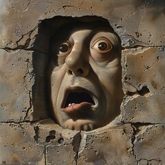Poster - Funny face hole design Generative Ai 