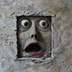 Poster - Funny face hole design Generative Ai 