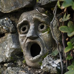 Poster - Funny face hole design Generative Ai 