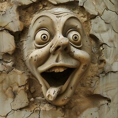 Poster - Funny face hole design Generative Ai 