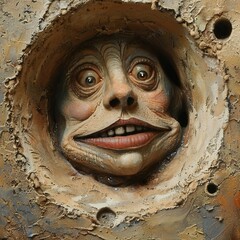 Poster - Funny face hole design Generative Ai 