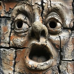 Poster - Funny face hole design Generative Ai 