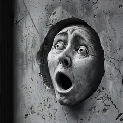 Poster - Funny face hole design Generative Ai 