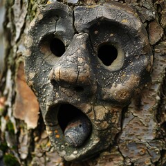 Poster - Funny face hole design Generative Ai 
