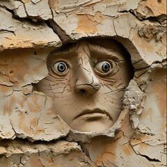 Poster - Funny face hole design Generative Ai 