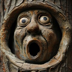 Poster - Funny face hole design Generative Ai 