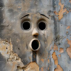 Poster - Funny face hole design Generative Ai 