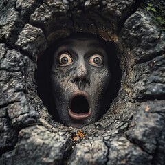 Poster - Funny face hole design Generative Ai 