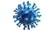 © Serhii - Close-Up of Blue Virus Cells on White Background. Flu, Biology, and Microbiology Concept in Cut-Out Isolated Cell-Motif Image.