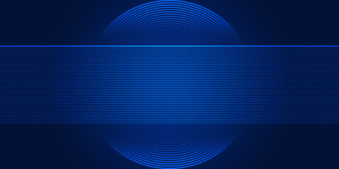 Wall Mural - abstract background lines and circles overlapping with dark blue gradient. Technology style digital background and copy space or empty