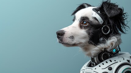 Aufkleber - A light blue background is accompanied by a robot dog pet