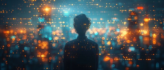 Aufkleber - Business person working on the computer against a technological background