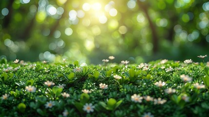 Fototapete - An ecological concept. The springtime nature view concept. Relaxing morning smooth grow concept.