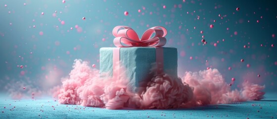 Canvas Print - Present box floating on pastel background. 3D rendering.