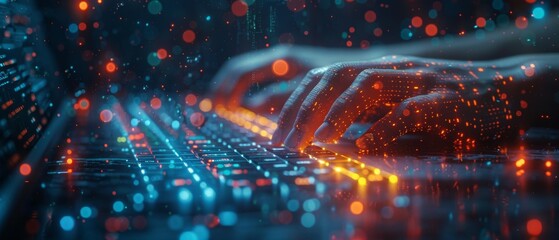 Fototapete - A man who uses site or software technology to help with chatbots, chat AI, generate images, write code, and analyze data with the help of smart robots AI technology