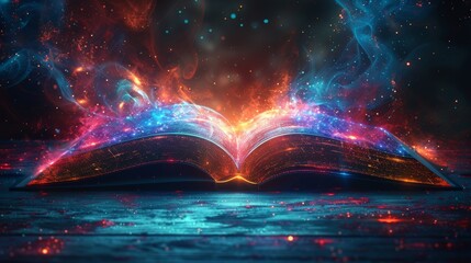 Leinwandbilder - Learn online with this futuristic infographic. The concept of new technologies in e-education or e-books in a modern illustration.