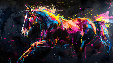 Wall Mural - abstract horse painting abstract illustration