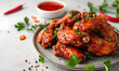Crispy fried chicken wings with herbs, Generative AI