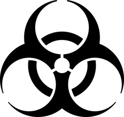 Wall Mural - round radioactive hazard icon in png format. white and black round radiation warning sign