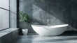 Simplicity and sophistication converge in a minimalist bathroom, characterized by its sleek lines and the presence of a singular, refined faucet