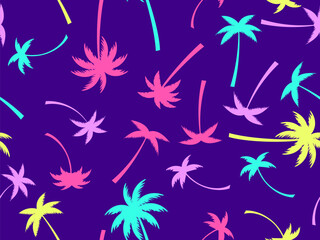 Wall Mural - seamless pattern with colorful palm trees. summer time, wallpaper with tropical palm trees pattern. 