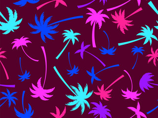 Wall Mural - seamless pattern with colorful palm trees. summer time, wallpaper with tropical palm trees pattern. 