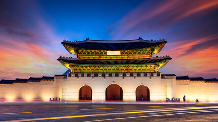 gyeongbok palace in seoul city, gyeongbokgung palace landmark of seoul, south korea, korean wooden t