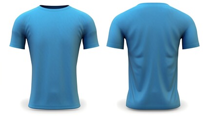 Canvas Print - Set of blue t-shirt isolated on white background. Front and back view. 3d rendering