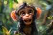 Cute Baby Cartoon Monkey Ape Generative AI