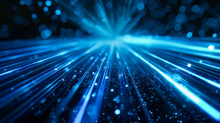 Wall Mural - Abstract blue speed lines agains a black background