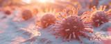Fototapeta  - Dive into an abstract virus background, offering a striking visual representation suitable for medical research, epidemiology, virology studies, and educational purposes.