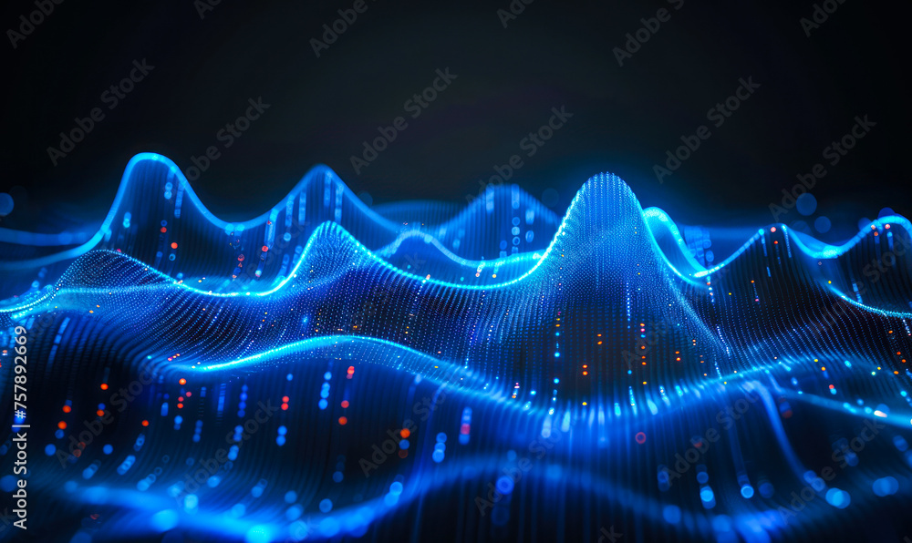 Digital Wave Animation Dynamic and Vibrant Digital Waves Illustration with Particle Effects in ...