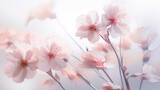 Fototapeta Kwiaty - Pastel pink spring blossom flowers in Soft Light floral natural Background