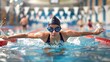 © Bipul Kumar - Swimsuit Season A Female Swimmer in a Black Swimsuit with Blue Goggles Generative AI