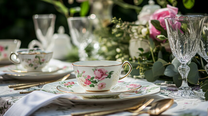 Wall Mural - Delightful afternoon tea with cakes and pastries