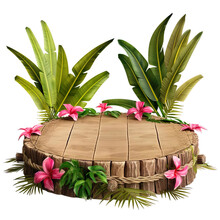 A Circle Stage Polynesian Luau Lucent Themed Isolated On Transparent Background.