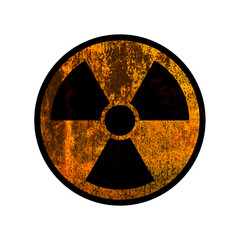 Wall Mural - radioactive hazard icon in png format. rusty and shabby radiation warning sign