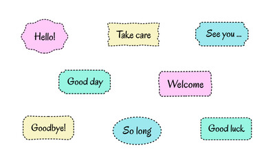 Wall Mural - hand-drawn doodle frames. set of the colorful vector text boxes isolated on a white background. quot