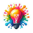 think bulb idea logo- lightbulb with colorful paint