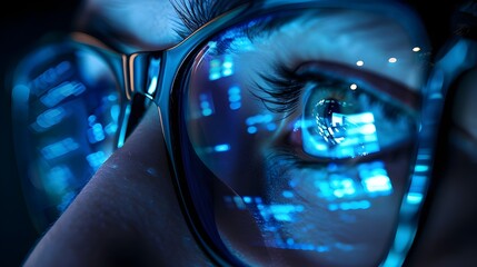 people eye looking at a computer screen with programming code on screen