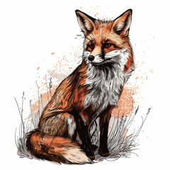 a drawing of a fox that has a brown face and has a brown spot on it.