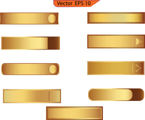 Wall Mural - Blank Elegant Golden Buttons. Set of glass gold buttons and sliders, web icons of different forms. Gradient mesh. Button set color gold glossy. EPS 10