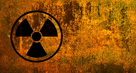 Wall Mural - shabby old rusty background with radioactive danger sign