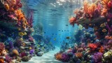 Fototapeta Do akwarium - coral reef and fishes tropical ocean