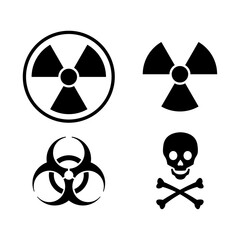 Wall Mural - set of vector icons with radioactive warning signs. round icons warning about the danger of pollutio