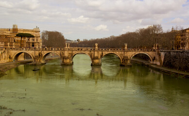 Wall Mural - bridge over the river in Rome ,Italy