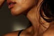 detail of a womans body with a perfect glowing skin, body moisturiser aesthetic, professional skincare ad